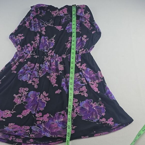 Free People -633 Sleeveless Floral Tunic Top Black Purple Small - Picture 9 of 9